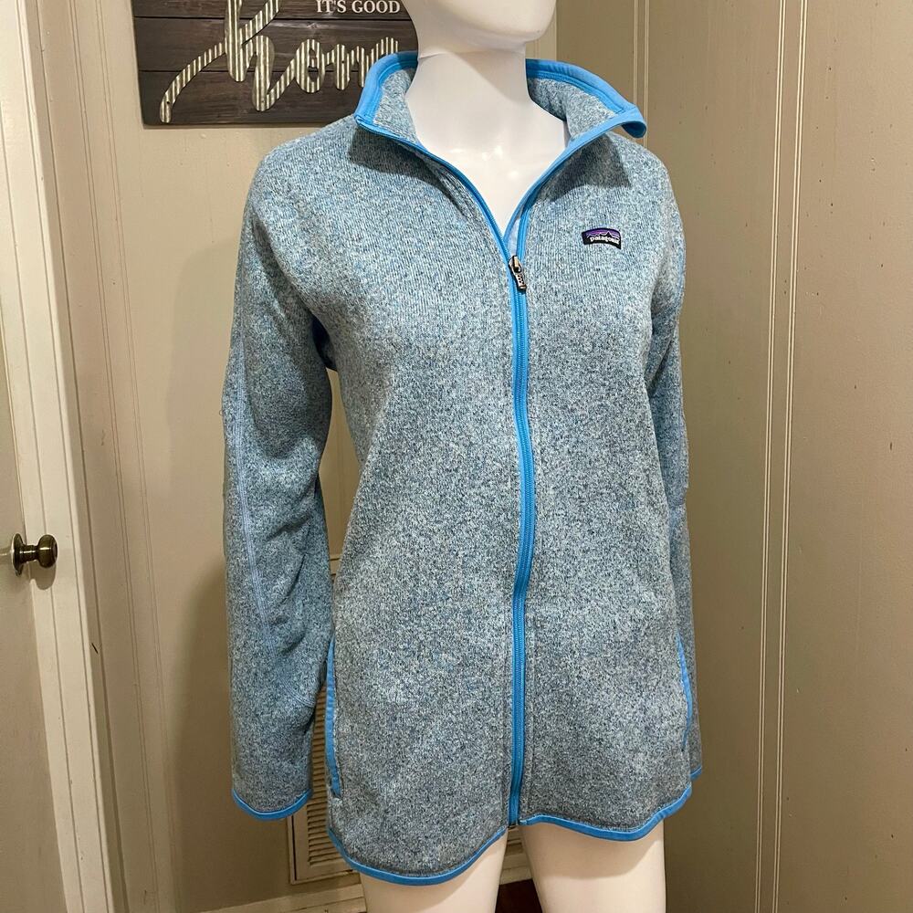 Patagonia XL Fleck Blue Knitted Full Zip Up Fleece Outerwear Layer Gorpcore Gwn